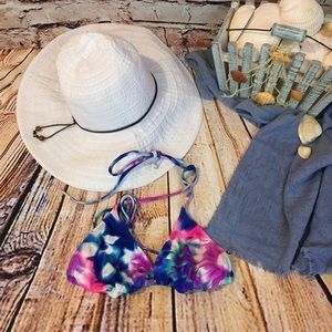 Pool Party Bikini Top Tie-dye Pink Blue White